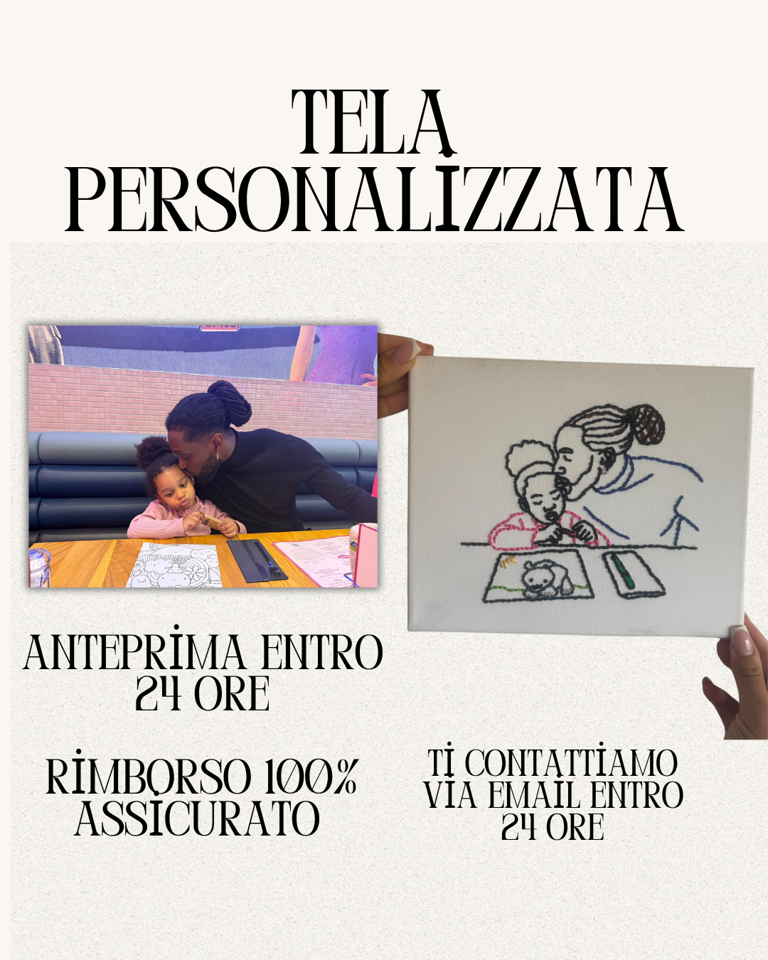 Tela personalizzata - anteprima via email entro 24 ore.